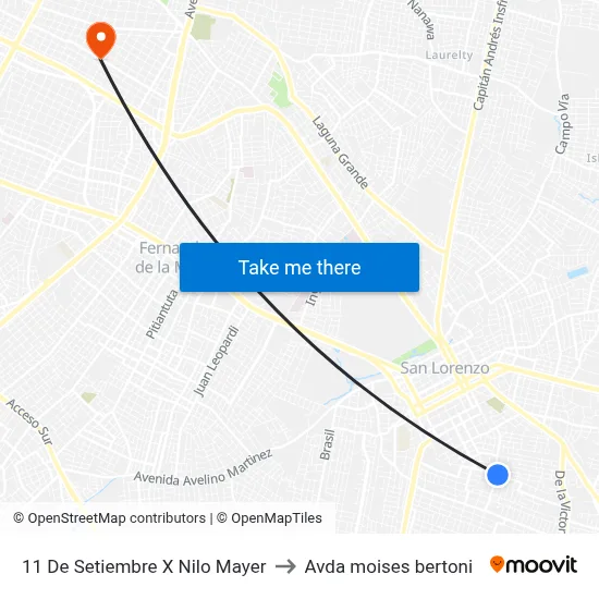 11 De Setiembre X Nilo Mayer to Avda moises bertoni map