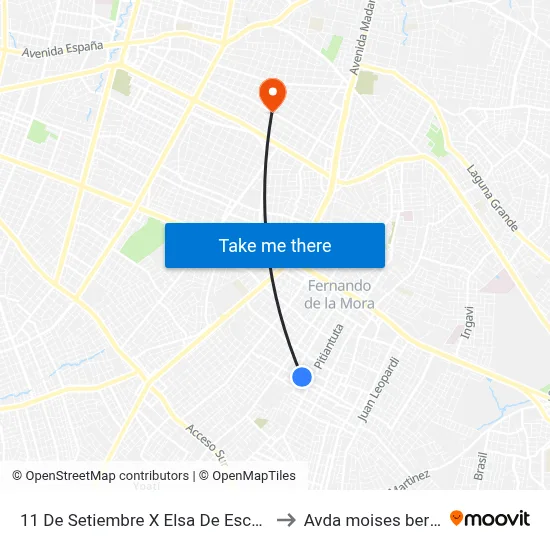 11 De Setiembre X Elsa De Escalante to Avda moises bertoni map