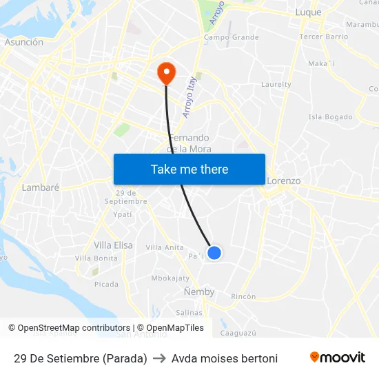 29 De Setiembre (Parada) to Avda moises bertoni map