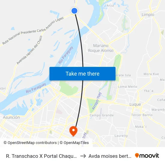 R. Transchaco X Portal Chaqueño to Avda moises bertoni map