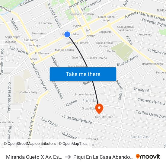 Miranda Cueto X Av. España to Piqui En La Casa Abandonada map