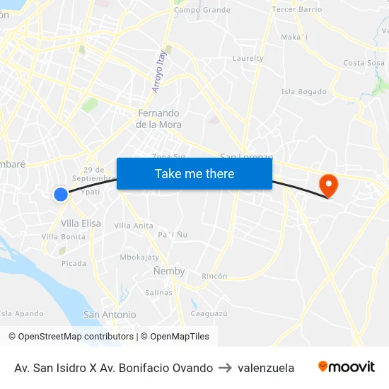 Av. San Isidro X Av. Bonifacio Ovando to valenzuela map