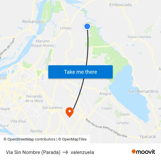 Vía Sin Nombre (Parada) to valenzuela map
