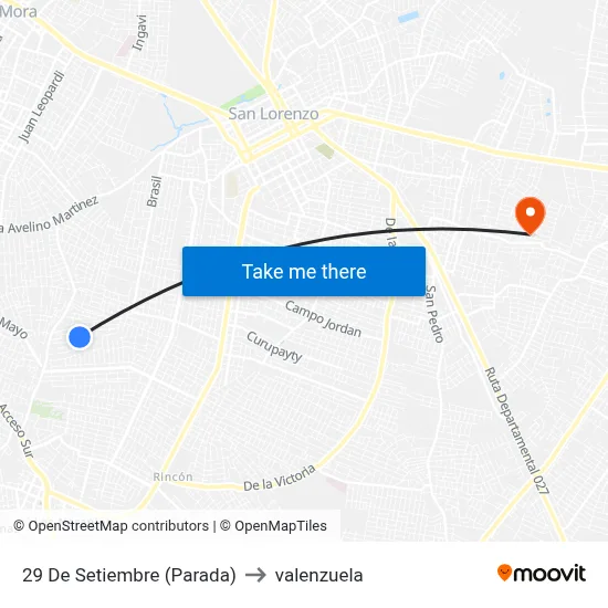 29 De Setiembre (Parada) to valenzuela map