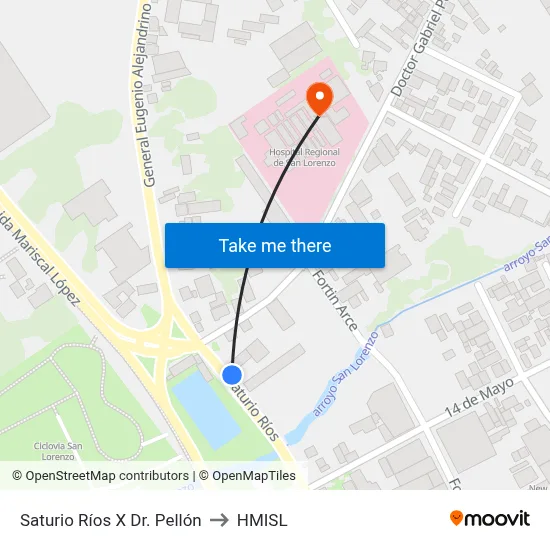 Saturio Ríos X Dr. Pellón to HMISL map