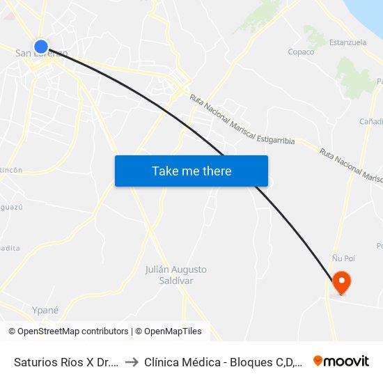 Saturios Ríos X Dr. Pellón to Clínica Médica - Bloques C,D,E,F (H.N.I.) map