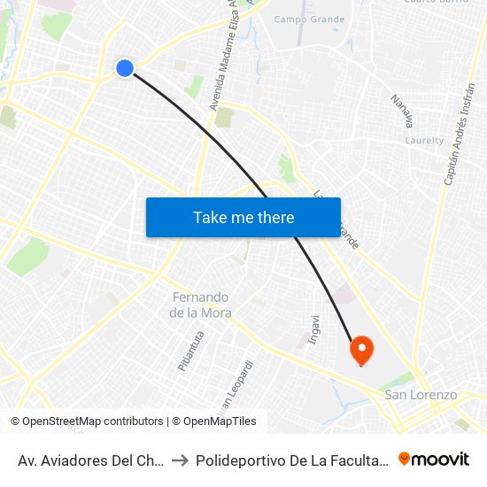 Av. Aviadores Del Chaco X Frutos De González to Polideportivo De La Facultad De Ciencias Exactas Y Naturales map