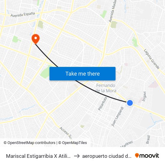 Mariscal Estigarribia X Atilio Galfre to aeropuerto ciudad del este map