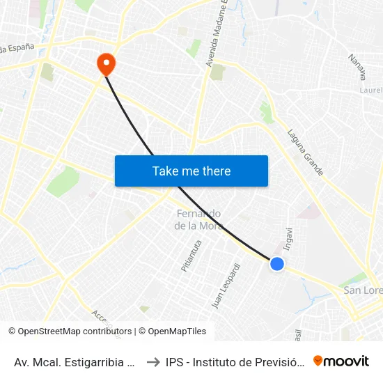 Av. Mcal. Estigarribia X Ingavi to IPS - Instituto de Previsión Social map