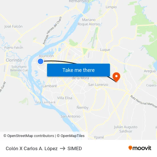 Colón X Carlos A. López to SIMED map
