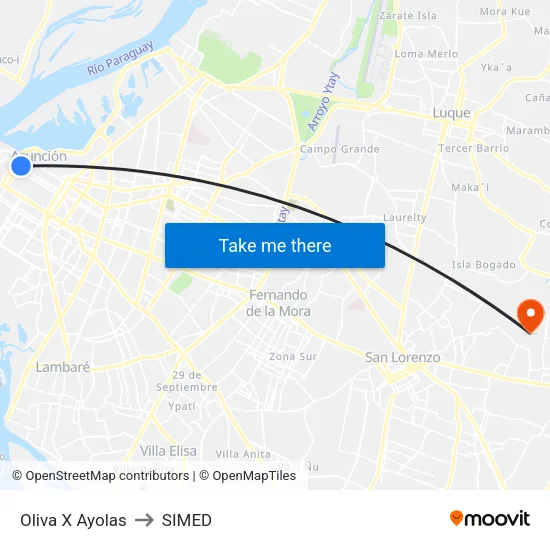 Oliva X Ayolas to SIMED map