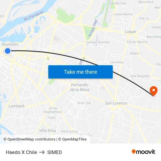 Haedo X Chile to SIMED map