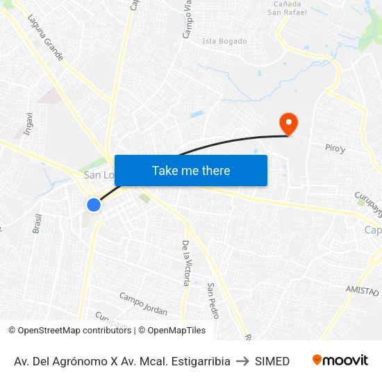 Av. Del Agrónomo X Av. Mcal. Estigarribia to SIMED map