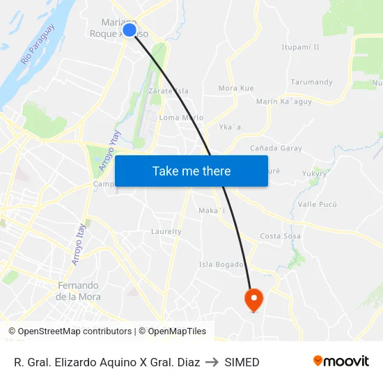 R. Gral. Elizardo Aquino X Gral. Diaz to SIMED map