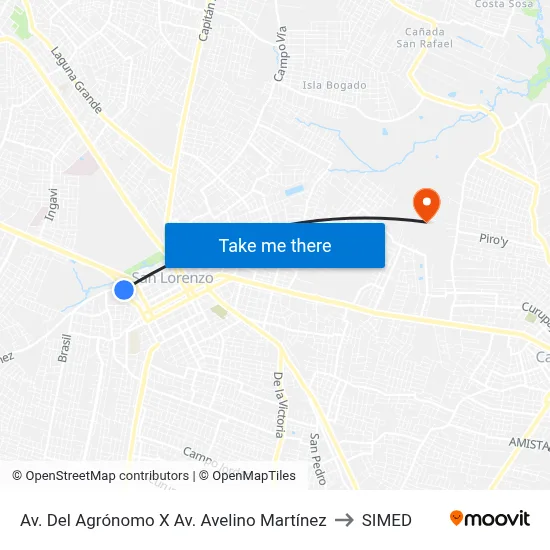 Av. Del Agrónomo X Av. Avelino Martínez to SIMED map