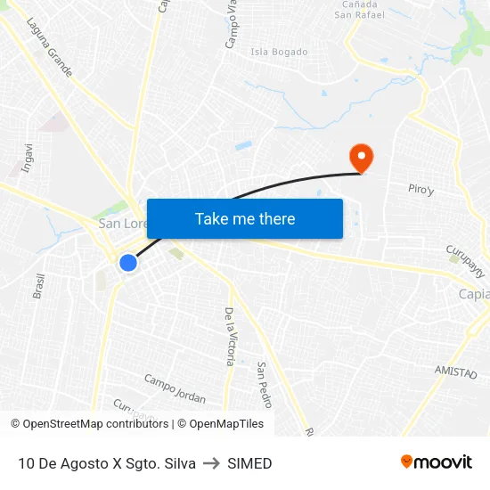 10 De Agosto X Sgto. Silva to SIMED map