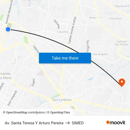 Av. Santa Teresa Y Arturo Pereira to SIMED map