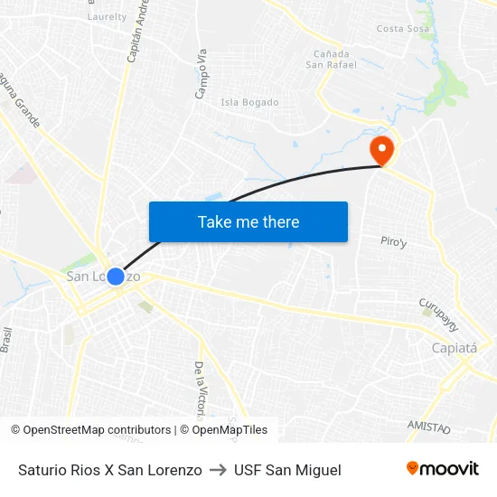 Saturio Rios X San Lorenzo to USF San Miguel map