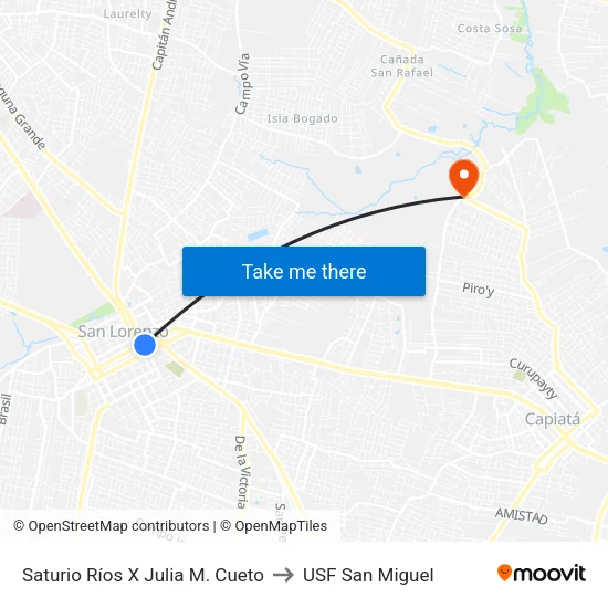 Saturio Ríos X Julia M. Cueto to USF San Miguel map