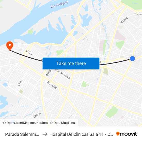 Parada Salemma Super Center to Hospital De Clinicas Sala 11 - Catedra de Traumatologia map