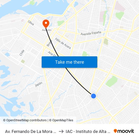 Av. Fernando De La Mora X Av. República Argentina to IAC - Instituto de Alta Costura Diseño y Moda map