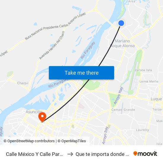 Calle México Y Calle Paraguay to Que te importa donde estoy map