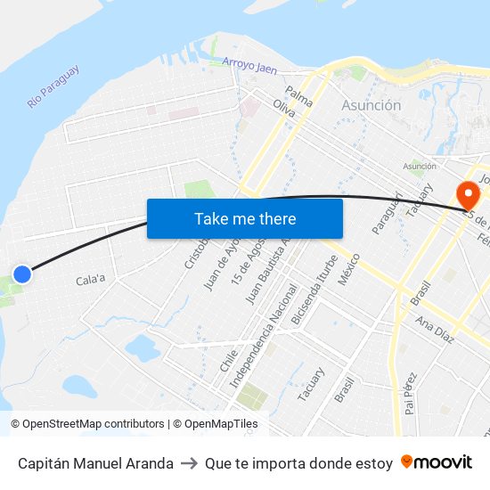 Capitán Manuel Aranda to Que te importa donde estoy map