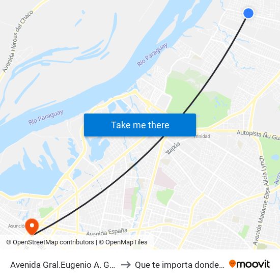 Avenida Gral.Eugenio A. Garay 02 to Que te importa donde estoy map