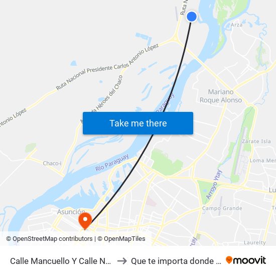 Calle Mancuello Y Calle Nanawa to Que te importa donde estoy map