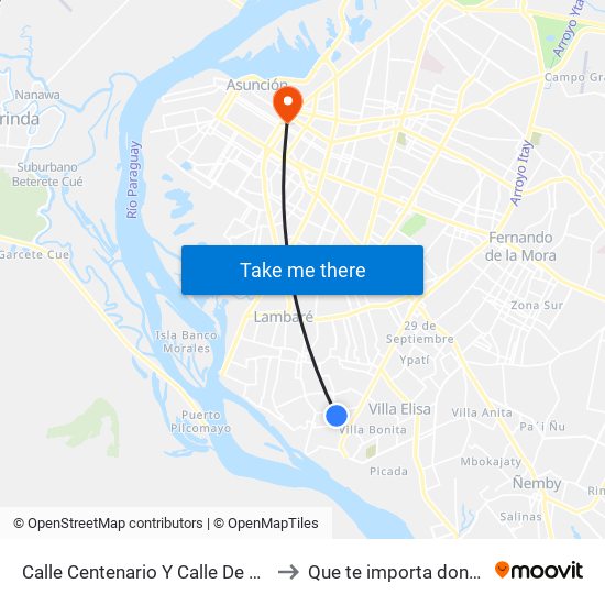 Calle Centenario Y Calle De Las Llamas to Que te importa donde estoy map