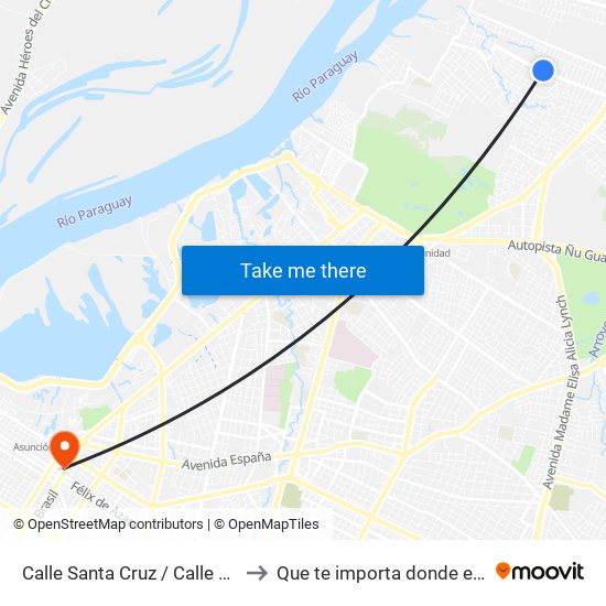Calle Santa Cruz / Calle Bello to Que te importa donde estoy map