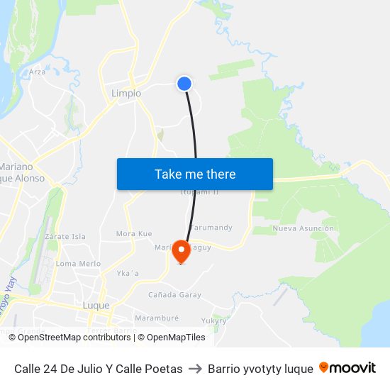 Calle 24 De Julio Y Calle Poetas to Barrio yvotyty luque map