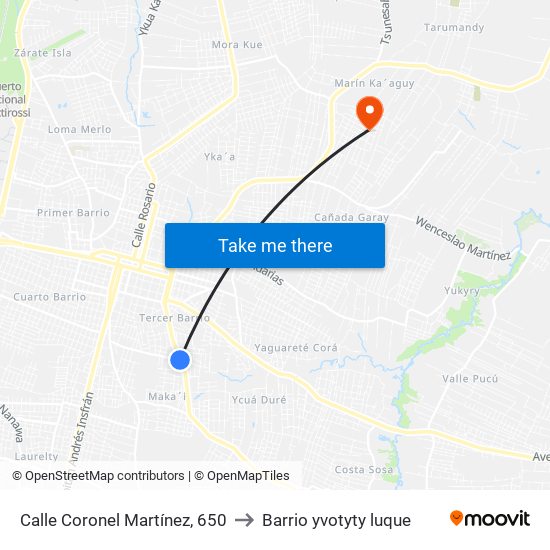 Calle Coronel Martínez, 650 to Barrio yvotyty luque map