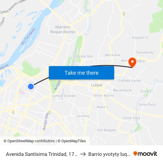 Avenida Santísima Trinidad, 1790 to Barrio yvotyty luque map