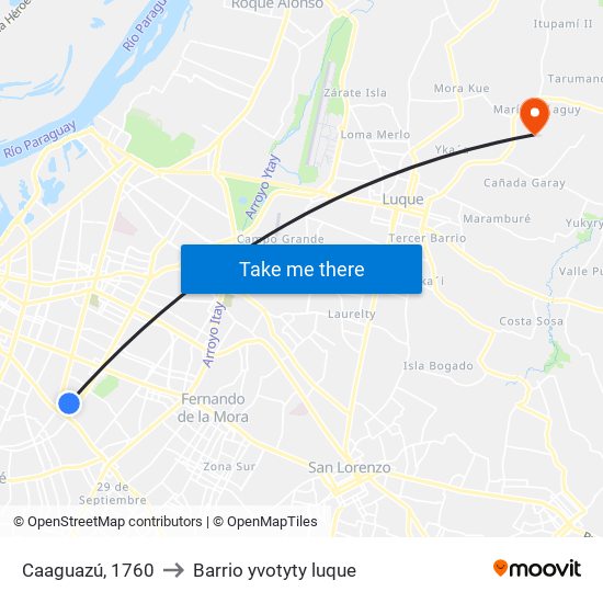 Caaguazú, 1760 to Barrio yvotyty luque map