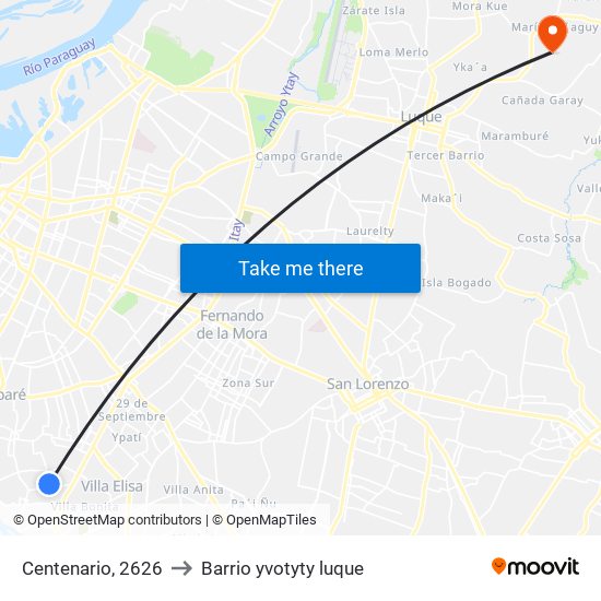 Centenario, 2626 to Barrio yvotyty luque map