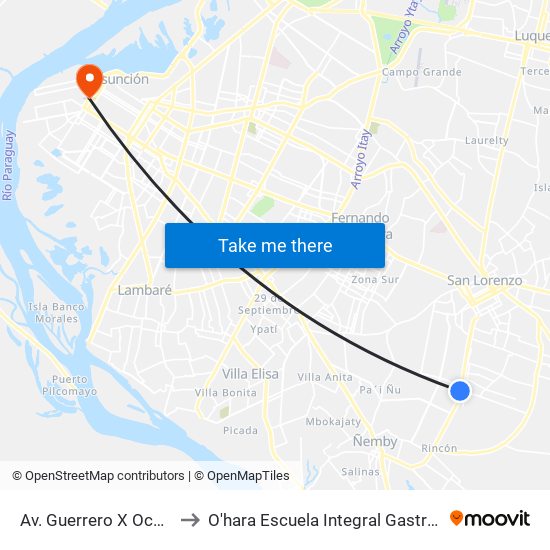 Av. Guerrero X Ocampos to O'hara Escuela Integral Gastronómica map