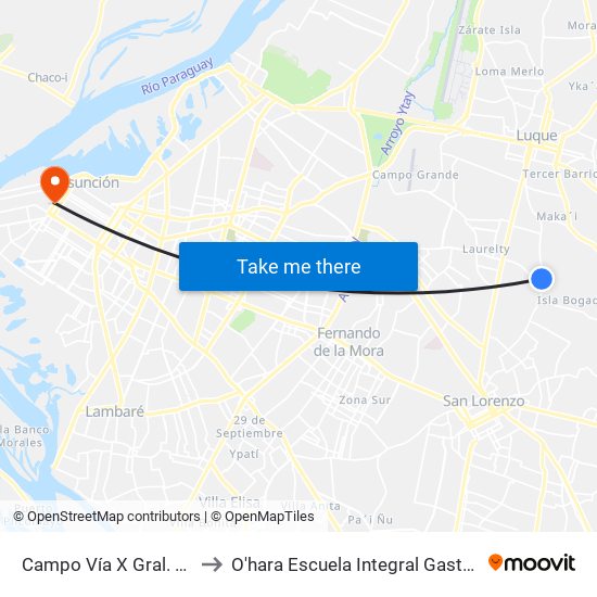 Campo Vía X Gral. Borges to O'hara Escuela Integral Gastronómica map