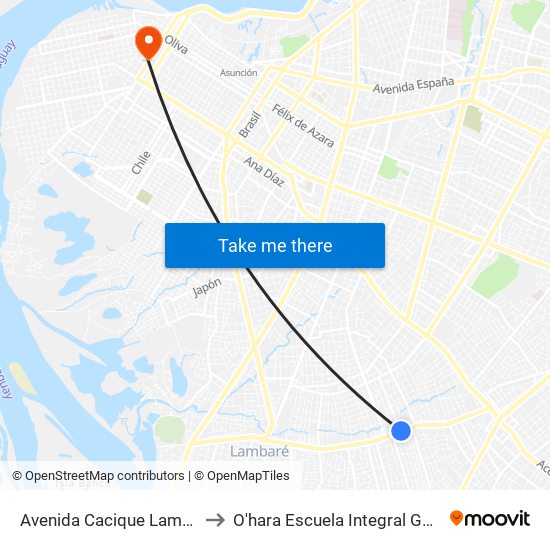 Avenida Cacique Lambare, 9991 to O'hara Escuela Integral Gastronómica map
