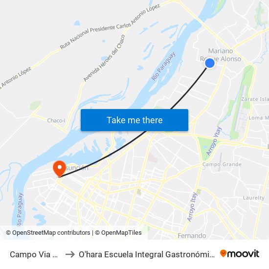 Campo Via 02 to O'hara Escuela Integral Gastronómica map