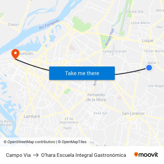 Campo Via to O'hara Escuela Integral Gastronómica map