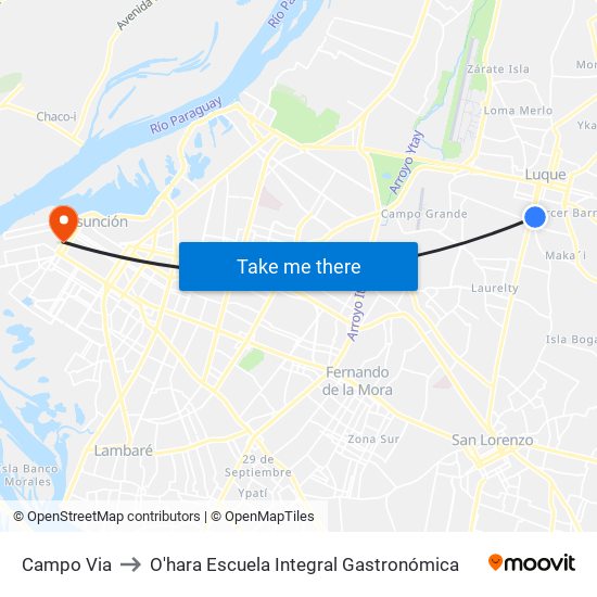 Campo Via to O'hara Escuela Integral Gastronómica map