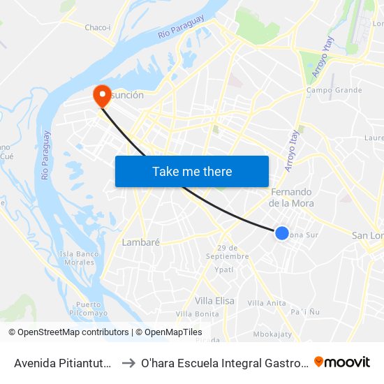 Avenida Pitiantuta, 885 to O'hara Escuela Integral Gastronómica map