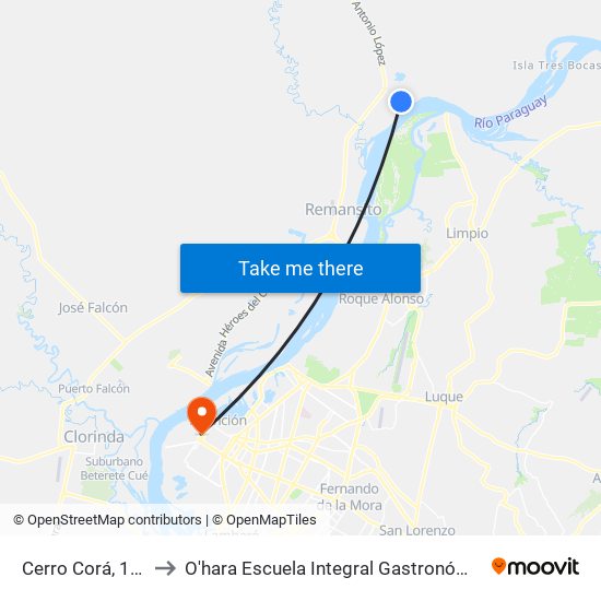 Cerro Corá, 183 to O'hara Escuela Integral Gastronómica map