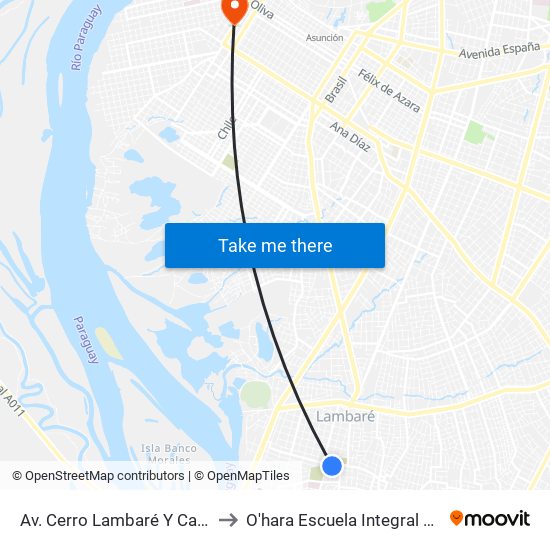 Av. Cerro Lambaré Y Calle Mallorquín to O'hara Escuela Integral Gastronómica map