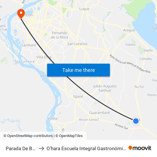Parada De Bus to O'hara Escuela Integral Gastronómica map