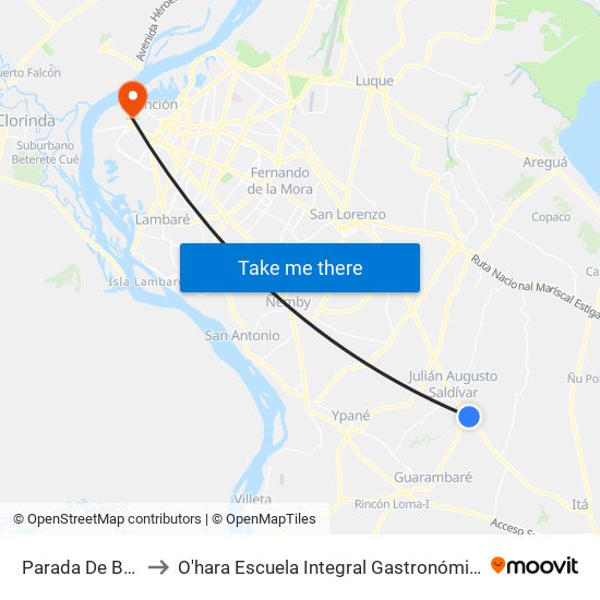 Parada De Bus to O'hara Escuela Integral Gastronómica map