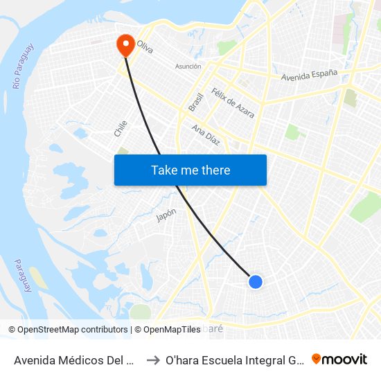 Avenida Médicos Del Chaco, 1533 to O'hara Escuela Integral Gastronómica map