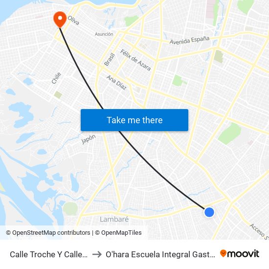 Calle Troche Y Calle Solano to O'hara Escuela Integral Gastronómica map