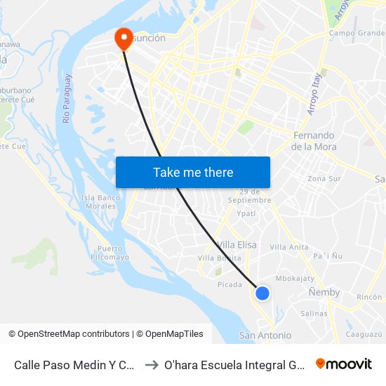 Calle Paso Medin Y Calle Francia to O'hara Escuela Integral Gastronómica map